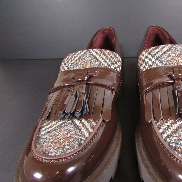 Franco Sarto BERSA Women's Loafers 9.5M Patent Leather, Hounds Tooth Plaid - Picture 4 of 9